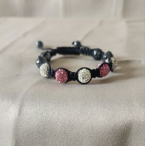 Pink and white Austrian crystal  bracelet
